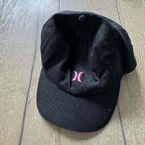 Hurley black baseball cap with Pink Logo